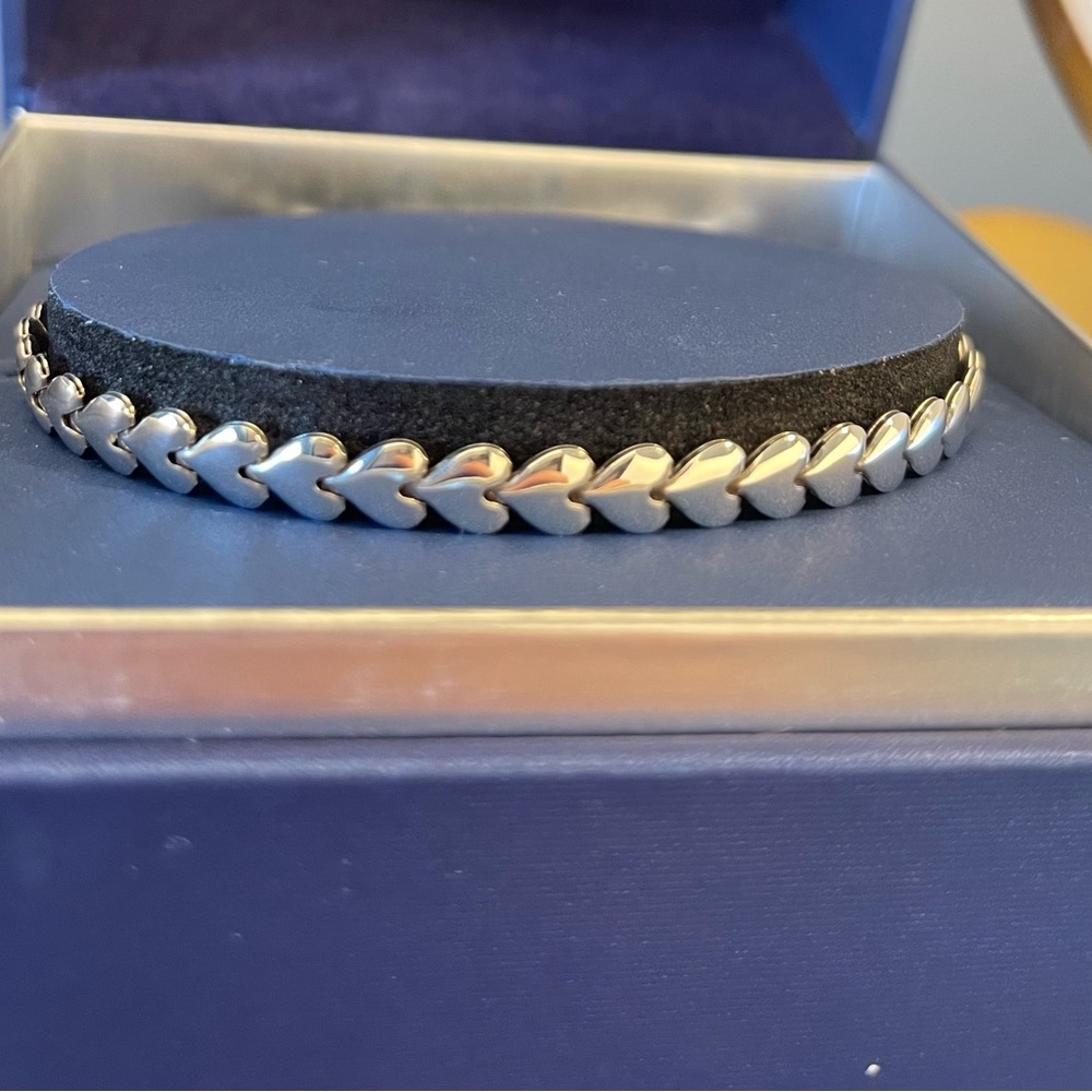 Silver Italy 925 Fold Over Heart Bracelet
